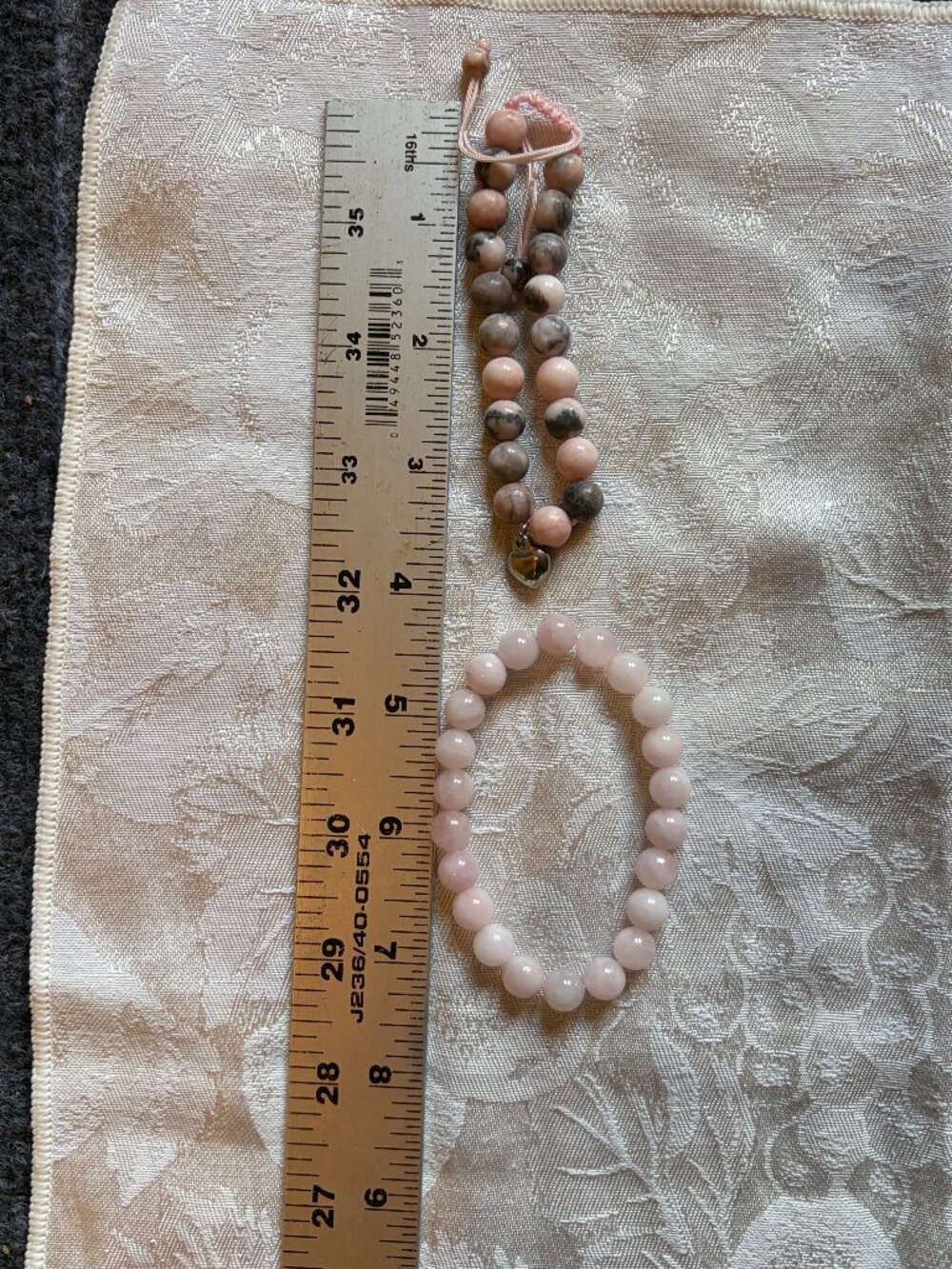 Pink Stone Bracelets 8mm pink opal and cherry blossom jasper beads 40 g - Picture 2 of 3